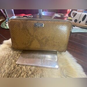 Kate Spade Tan Snake Print Zippy Wallet